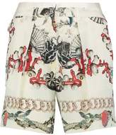 Roberto Cavalli Pleated Printed Washed-Silk Shorts