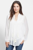 Thumbnail for your product : Lucky Brand Ivory Tassel Top