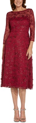 Adrianna Papell Embroidered Fit & Flare Dress