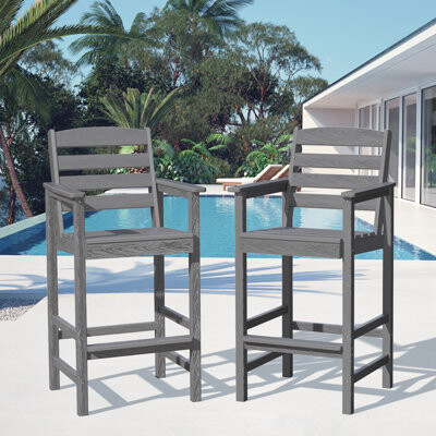Winston Porter Dalson Plastic Bar Stool Adirondack Chair Set
