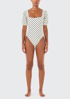 Thumbnail for your product : Kate Spade Square-Neck Puff-Sleeve One-Piece Swimsuit
