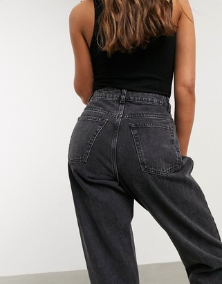 ASOS Petite ASOS DESIGN high rise 'Slouchy' mom jeans in washed black -