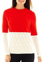 Thumbnail for your product : Liz Claiborne Long-Sleeve Colorblock Cable Sweater