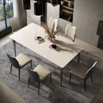 dinlin home Stainless steel rectangular dining table set