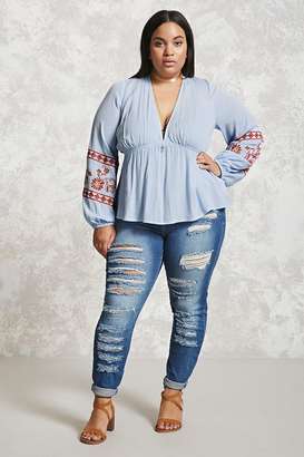 Forever 21 Plus Size Embroidered Top