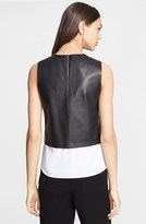 Thumbnail for your product : Theory 'Hodal L' Leather Overlay Top