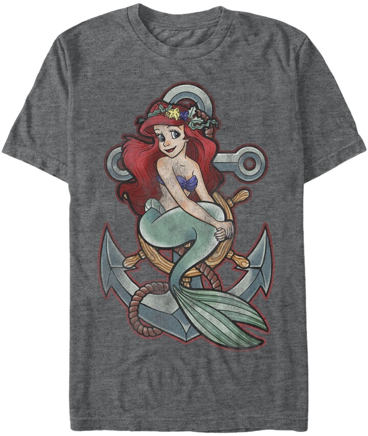 Fifth Sun Disney Men S The Little Mermaid Ariel Vintage Anchor Tattoo Style Short Sleeve T Shirt Shopstyle