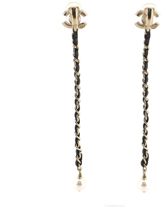 Chanel CC Dangle Chain Clip on Earrings