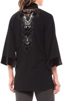 Thumbnail for your product : August Silk Lace-Back Cardigan Shirt - Velvet Trim, 3/4 Sleeve (For Women)
