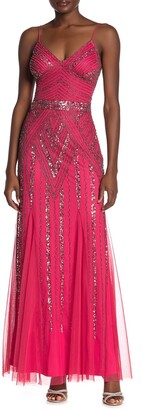 marina embellished v neck gown