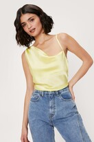 Thumbnail for your product : Nasty Gal Womens Asymmetric Satin Cowl Neck Cami Top - Navy - 6, Navy