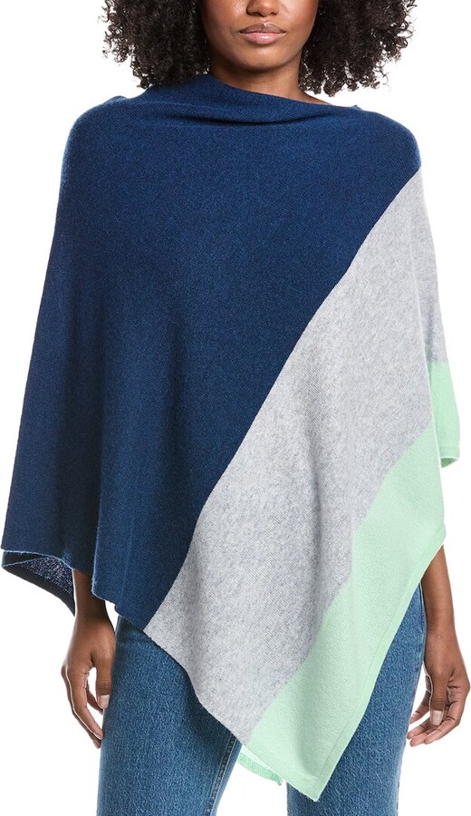 Forte Cashmere Colorblocked Cashmere Poncho