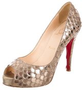 Thumbnail for your product : Christian Louboutin Textured Peep-Toe Pumps