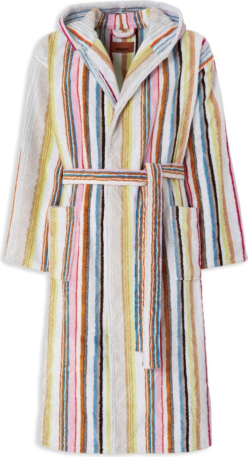 Missoni Home White Moonshadow Striped Cotton Bathrobe