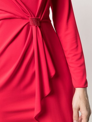 Emporio Armani crystal-embellished draped V-neck dress