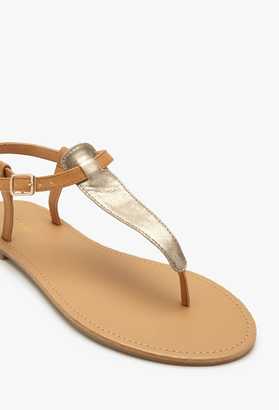 Forever 21 Colorblocked Metallic T-Strap Sandals