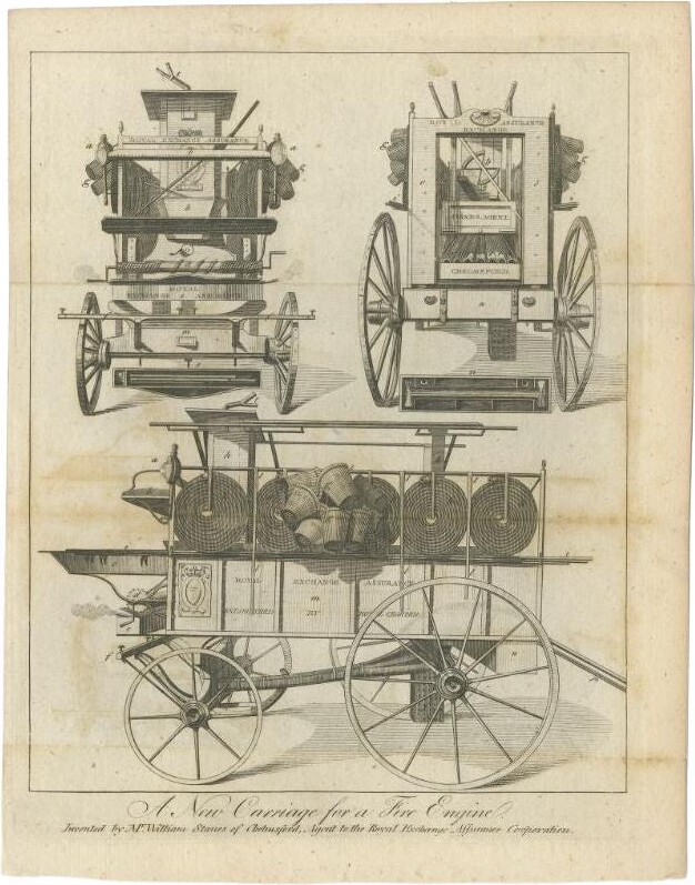 Alasdair Cooke Antique Print Of A New Carriage For A Fire Engine, 1791