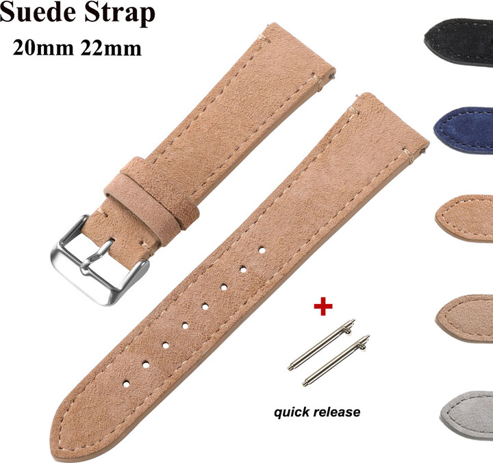 Genuine Suede Watchband 20mm 22mm for Omega for Casio for Seiko for Huawei Watch Gt2/3/4 Vintage Handmade Stitching Bracelet
