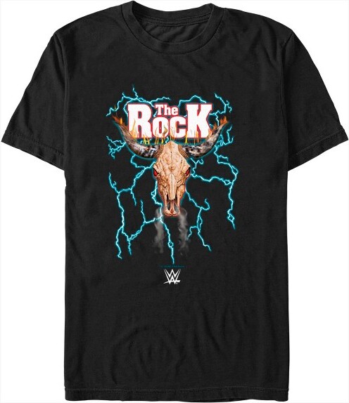 WWE Men'sWWETheRockElectricBullLogoT-Shirt-Black-3XLarge