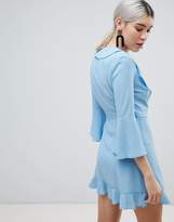 Thumbnail for your product : Outrageous Fortune Ruffle Wrap Dress With Fluted Sleeve