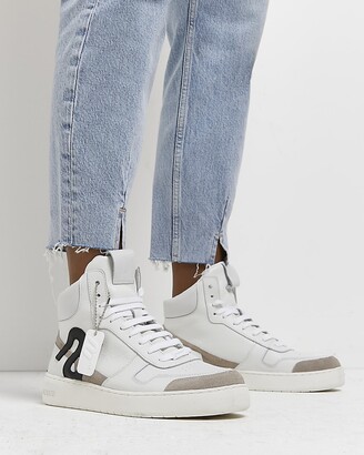 kind society River Island Womens White Nushu High Top Trainers - ShopStyle