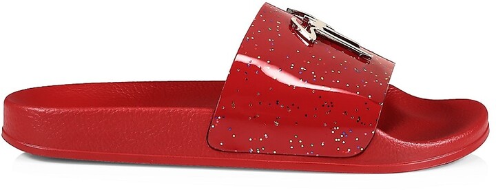 Giuseppe Zanotti Newburel Metallic Glitter Leather Pool Slides - ShopStyle  Sandals