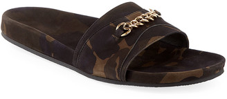 Tom Ford Camouflage Nubuck Leather Slide Sandals