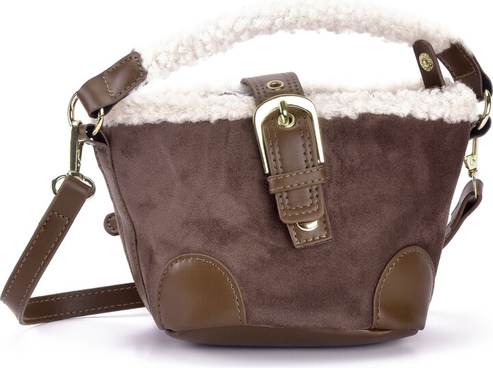 ADORNIA Faux Shearling Trim Crossbody Bag