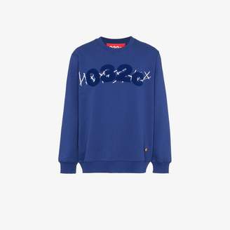 032c Blue cotton embroidered sweatshirt