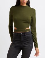 Thumbnail for your product : Charlotte Russe Ribbed Cut-Out Crop Top