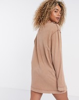 Thumbnail for your product : Collusion acid wash T-shirt dress with exposed seams in tan