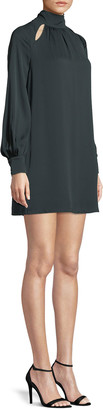 Milly Sherrie Mock-Neck Long-Sleeve Stretch-Silk Dress
