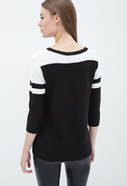 Thumbnail for your product : Forever 21 Textured Knit Varsity Sweater