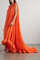 Thumbnail for your product : Lanvin One-shoulder Ruffled Charmeuse Gown - Orange