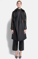 Thumbnail for your product : Nina Ricci Bonded Neoprene & Wool Coat with Leather Panels