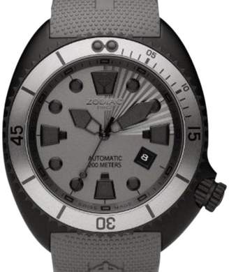 Zodiac ZO8014 Oceanaire Automatic Grey Rubber Band Black Stainless Steel Case Mens Watch