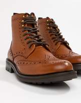 Thumbnail for your product : Walk London Sean brogue boots in tan leather