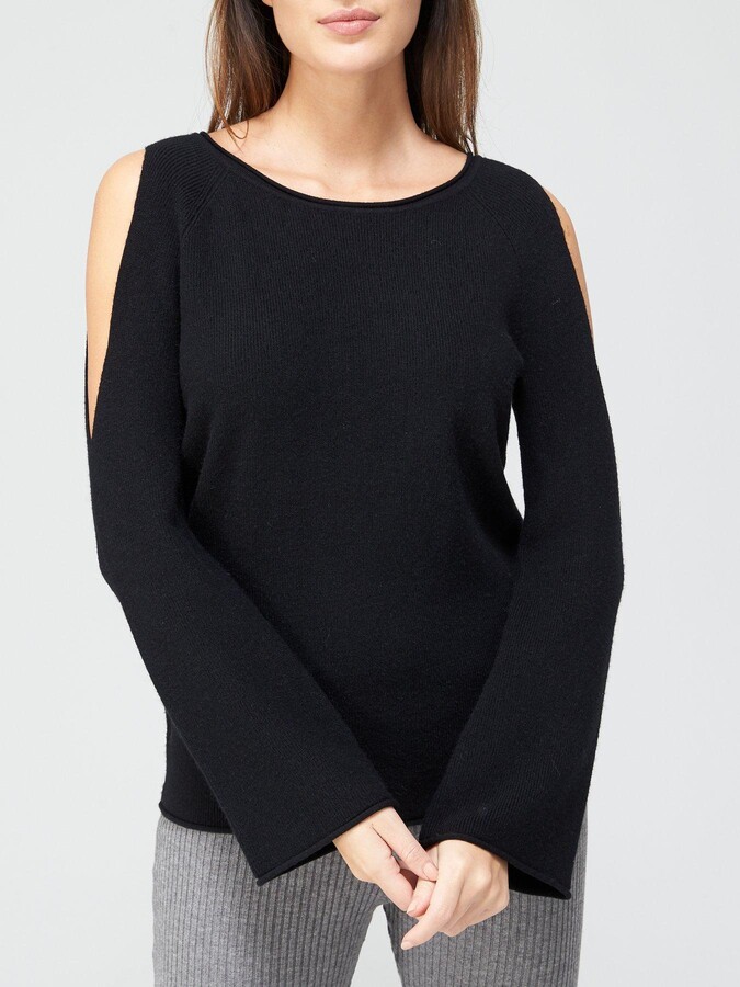 cold shoulder black jumper