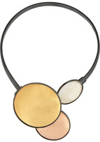 Thumbnail for your product : Bottega Veneta Oxidized silver, gold-plated and rock crystal necklace