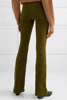 Thumbnail for your product : Veronica Beard Beverly Stretch-cotton Corduroy Flared Pants - Army green