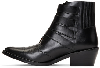 Toga Pulla Black Four Buckle Western Boots