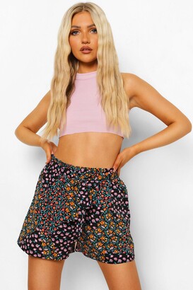 boohoo Mixed Floral Belted Flippy Shorts