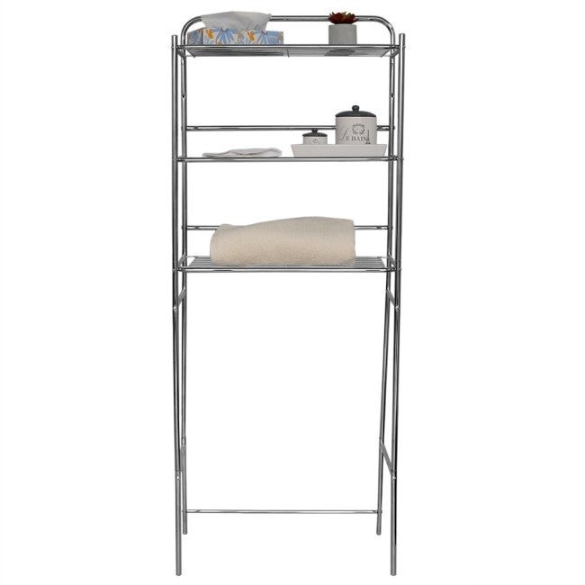 HB 3 Tier Steel Space Saver Over the Toilet Bathroom Shelf, Chrome