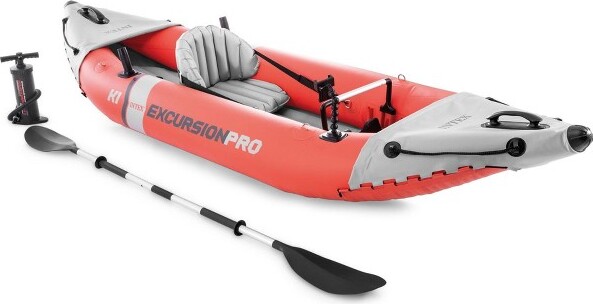 Intex IntexExcursionProK1SinglePersonInflatableVinylFishingKayakw/Oar/Pump