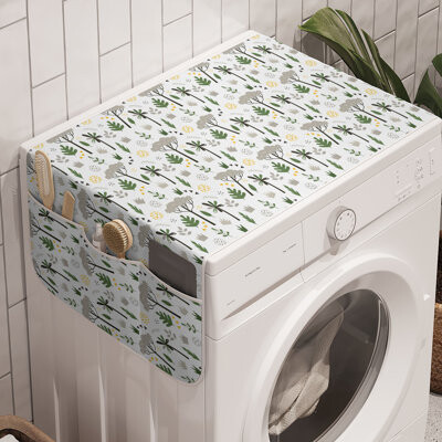 East Urban Home Palms Washing Machine Organizer Pack of 2 47" x 18.5" Dust Green and Marigold