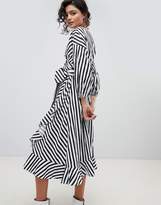 Thumbnail for your product : Gestuz Stripe Wrap Dress With Frill Detail