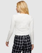 Thumbnail for your product : Topshop Women's White Basic T-Shirts - Side Ruched Long Sleeve T-Shirt - Size 12 at The Iconic