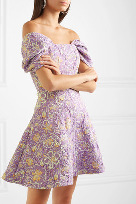 Rotate by Birger Christensen Petra Off-the-shoulder Floral-jacquard Mini Dress - Lilac