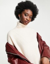 Thumbnail for your product : Pimkie knitted roll-neck dress in beige