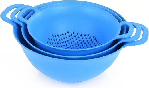 Mintra PlasticStrainerColandersSet(3Pack)(Blue)